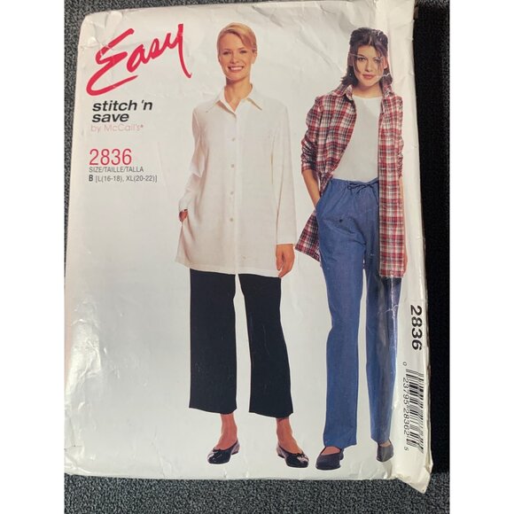 McCall's Women's Loose-Fit Shirt & Pants Pattern 2836 sz 16-22 - Picture 1 of 2